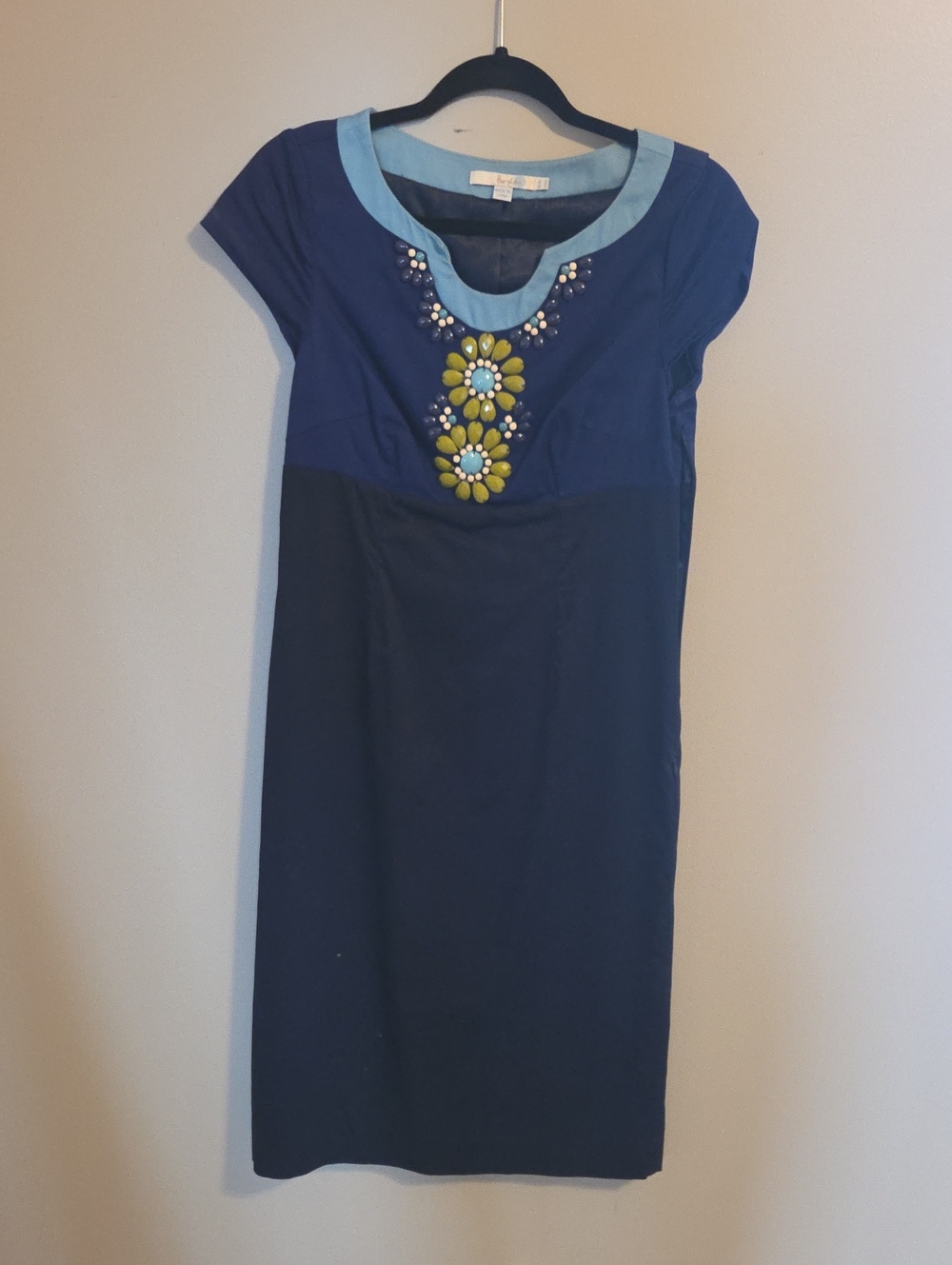 Boden Navy and Royal Blue Embellished Sheath Dress 6L